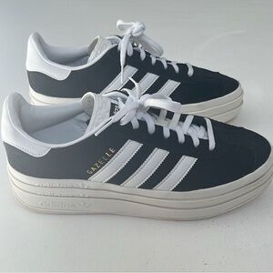 Adidas Gazelle Black and White Platform Sneakers